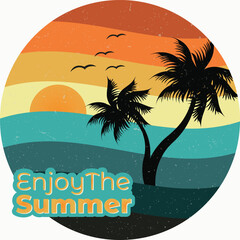 Enjoy the summer vector t-shirt design with palm trees