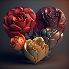 Vibrant 3D Render of Five Beautiful Roses in Full Bloom