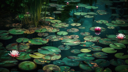 Obraz na płótnie Canvas water lily in the pond. Generative Ai
