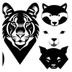 Animal head vector design black and white