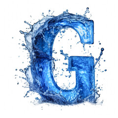 Fototapeta na wymiar Latin letter G made of water splashes, isolated on a white background 