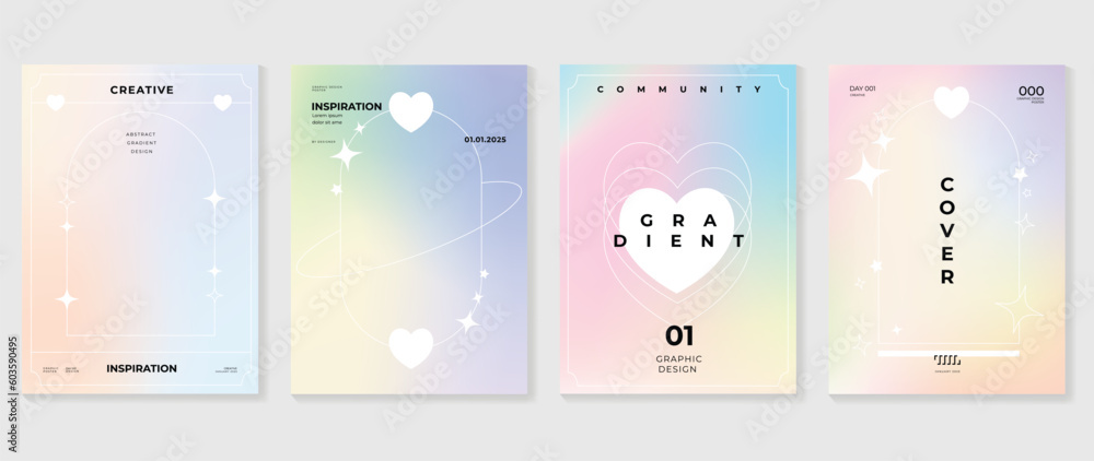 Canvas Prints fluid gradient background vector. cute and minimal style posters with colorful, geometric shapes, st