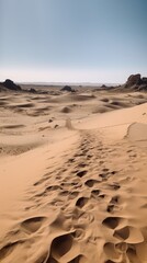 Fototapeta na wymiar A serene desert landscape evokes a sense of calmness and solitude, with its vast expanse and peaceful isolation.