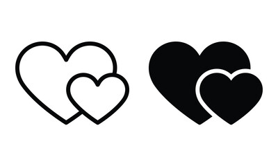 Hearts icon with outline and glyph style.