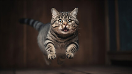 a cute jumping cat