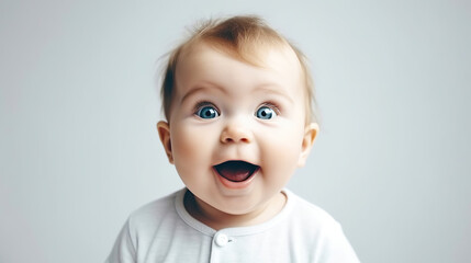 Portrait of happy cute baby, generative ai.