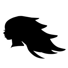 Profile Silhouette Of Girl With Flying Hair