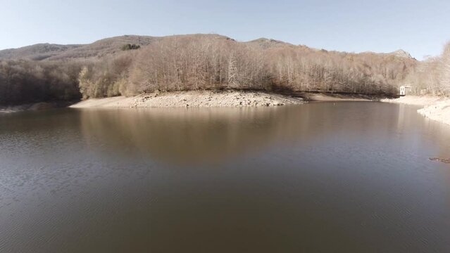 Dry swamp shores, Catalonia in Spain. warming disaster concept