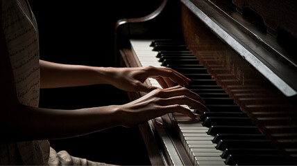 Fototapeta premium Hands of a woman playing the piano