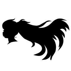 Profile Silhouette Of Girl With Flying Hair