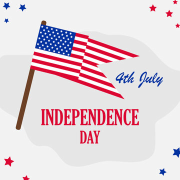 USA Independence Day Vector Illustration Hand Drawn creative with Flag , Independence day of America. 4th Of July