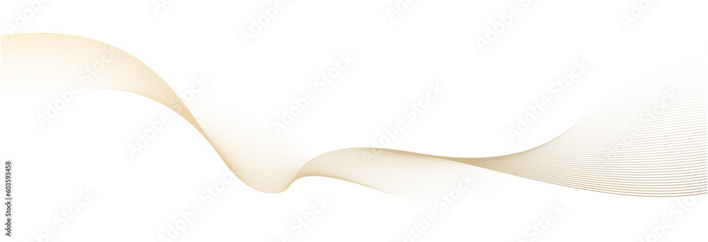 Poster Abstract vector wavy lines flowing smooth curve gold gradient color on transparent background in concept of luxury, technology, science, music, modern.