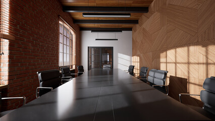 大きなテーブルがある会議室