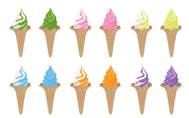 いろいろな味のソフトクリームセット