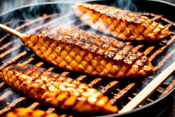 Savor the succulent flavors of perfectly grilled fish, kissed by smoky charred notes, resulting in a mouthwatering dish that captures the essence of summer.