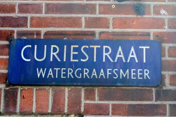 Street Sign Curiestraat At Amsterdam The Netherlands 11-4-2023