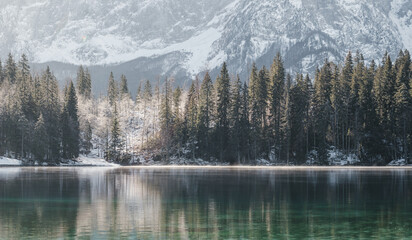 Fototapeta premium Lake view in the mountains (Fusine Lakes/Laghi di Fusine, Italy)