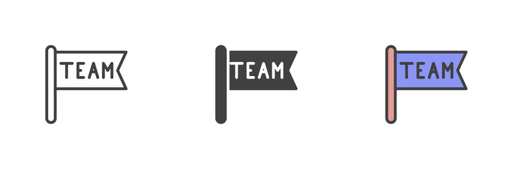Team flag different style icon set