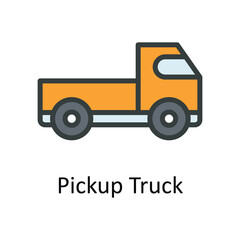 Pickup Truck vector  Fill  outline Icon Design illustration. Agriculture  Symbol on White background EPS 10 File