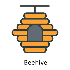 Beehive vector  Fill  outline Icon Design illustration. Agriculture  Symbol on White background EPS 10 File