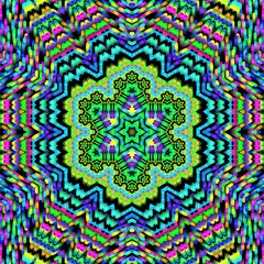 Illustration abstract kaleidoscope, lime green, forest green, emerald green, rgb. Good for symmetrical, floral, or paisley patterns with shades of green. Fit for painting, backdrop, wall art, canvas.