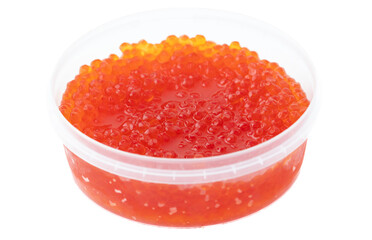 Red salmon caviar isolated on white background