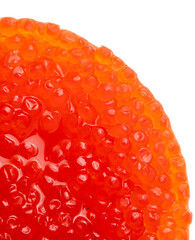 Red salmon caviar isolated on white background