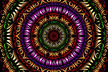 luxurious paper cut design colourful rainbow flowers line art pattern of indonesian culture traditional  batik ethnic dayak for textile or fashion
