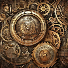 mechanism, generative, ai, steampunk, clock background