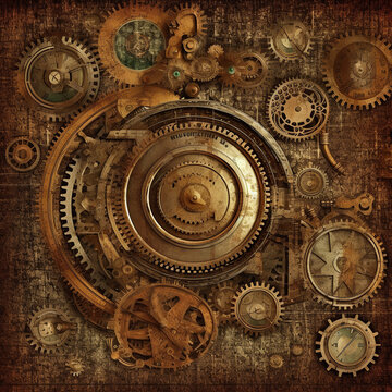 mechanism, generative, ai, steampunk, steampunk, steampunk, clock background