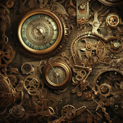 old clock mechanism, generative, ai, clock background