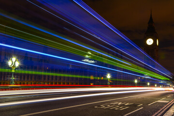 Fototapeta na wymiar Long Exposure by the Big Ben at Night - London, UK