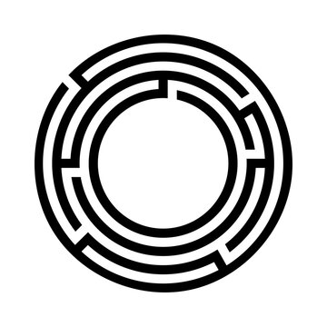 Black maze labyrinth conundrum circle vector art
