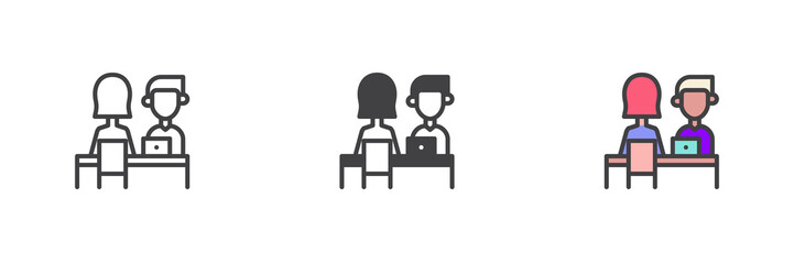Job interview different style icon set