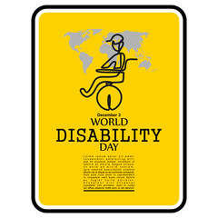 World Disability day, poster and banner, One line drawing illustration.