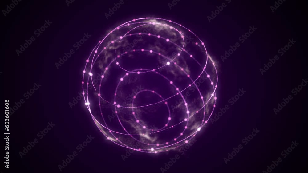 Poster sphere of particles in cyberspace. impulse dynamic flow of global energy energy. futuristic technolo