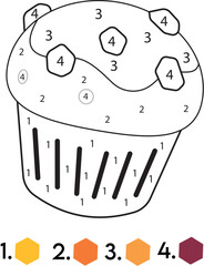 Cupcake Color By Number Coloring Pages
