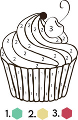 Cupcake Color By Number Coloring Pages