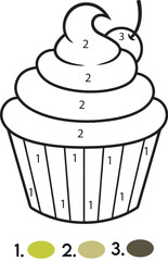 Cupcake Color By Number Coloring Pages