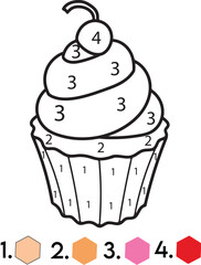 Cupcake Color By Number Coloring Pages