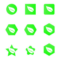 set of green icons/Vector leaf illustration 4