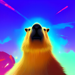 Capybara in space. Generative AI