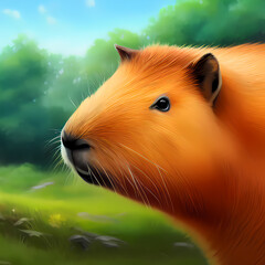 Capybara in nature. Generative AI