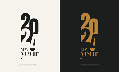 2024 new year greetings concept. Happy new year 2024 banner template with truncated numbers.