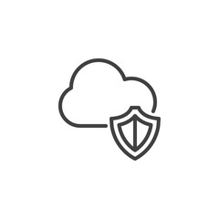 Cloud computing security line icon