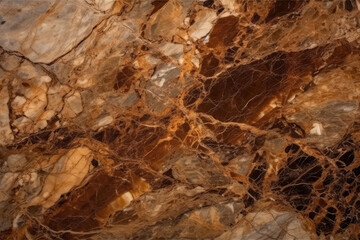 Marble Surface Texture Background Rich Brown Marble With Lighter Brown Veins. Generative AI