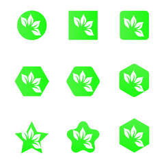 set of green eco icons/Vector leaf illustration 5