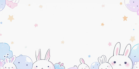 Obraz na płótnie Canvas rabbit bunny cartoon background illustration anime bunnies Easter background, generated ai, generated, ai