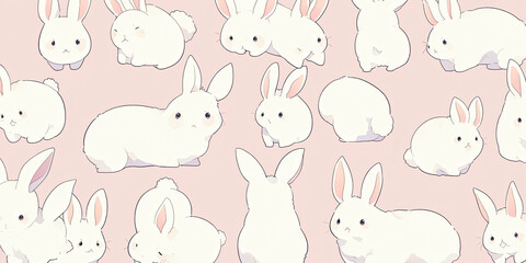 Obraz premium rabbit bunny cartoon background illustration anime bunnies Easter background, generated ai, generated, ai