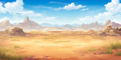 anime cartoon style desert sand background banner, generated ai, generated, ai - obrazy, fototapety, plakaty